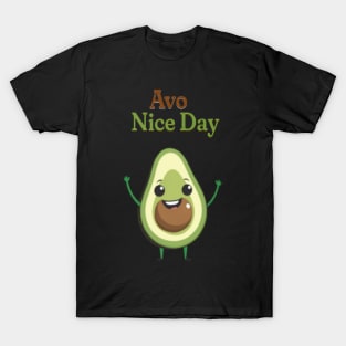 Cheerful Avocado Holding 'Avo Nice Day' T-Shirt